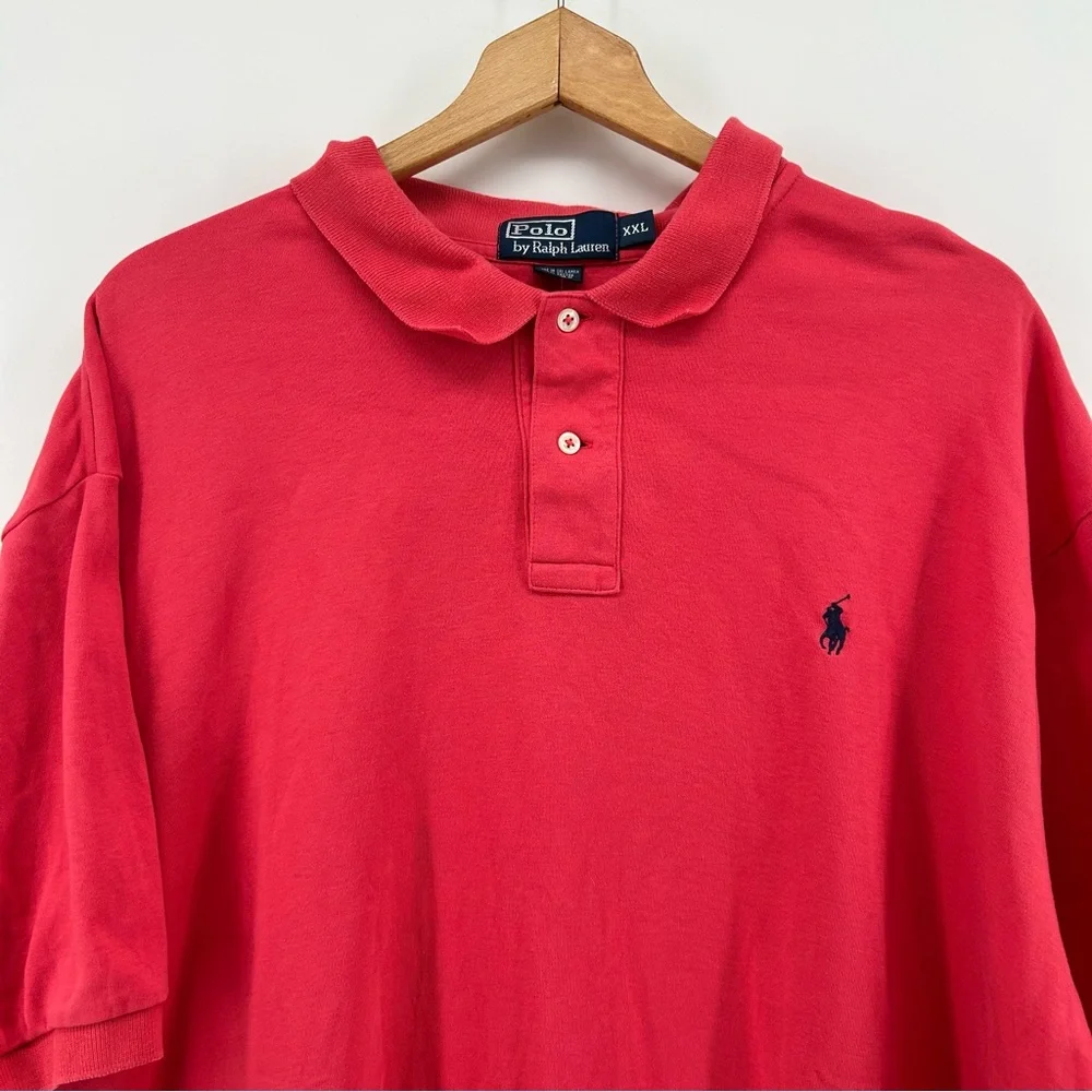 Polo Ralph Lauren Polo‎ Shirt Men 2XL Salmon Pink Pony Embroidery Rugby
